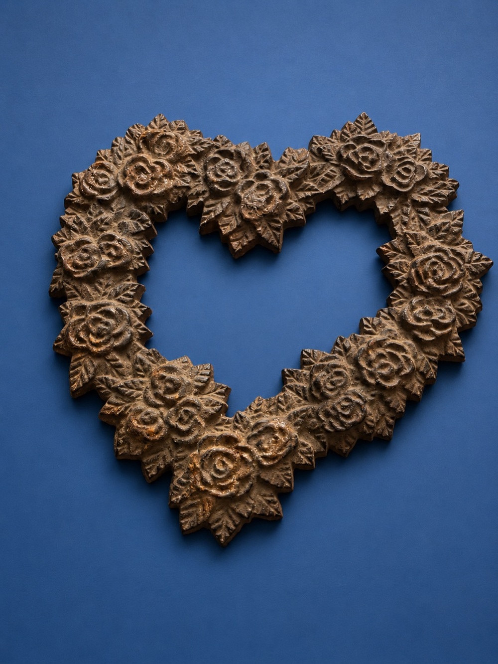 Vintage Style Cast Iron Floral Heart Wall Decor Wreath Cottagecore Farmhouse